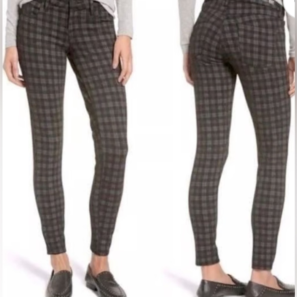 KUT FROM THE KLOTH 6 Elyse Checkered mid rise Skinny black plaid pants